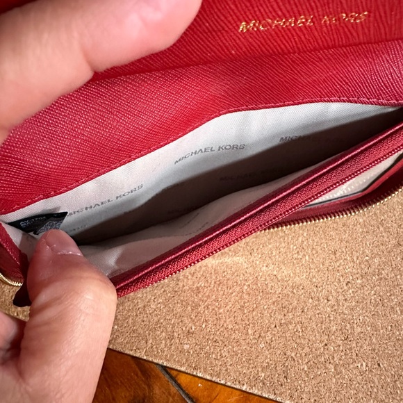 Michael Kors Leather Full Zip Around Wallet & Wrislet, Red, Large - Picture 15 of 15